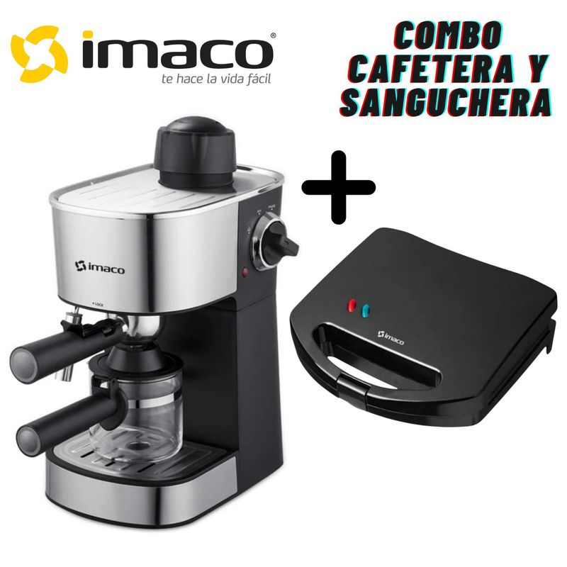 IMACO - Combo Cafetera Espresso Imaco IECM3503+Sanguchera Imaco IST101N Negro