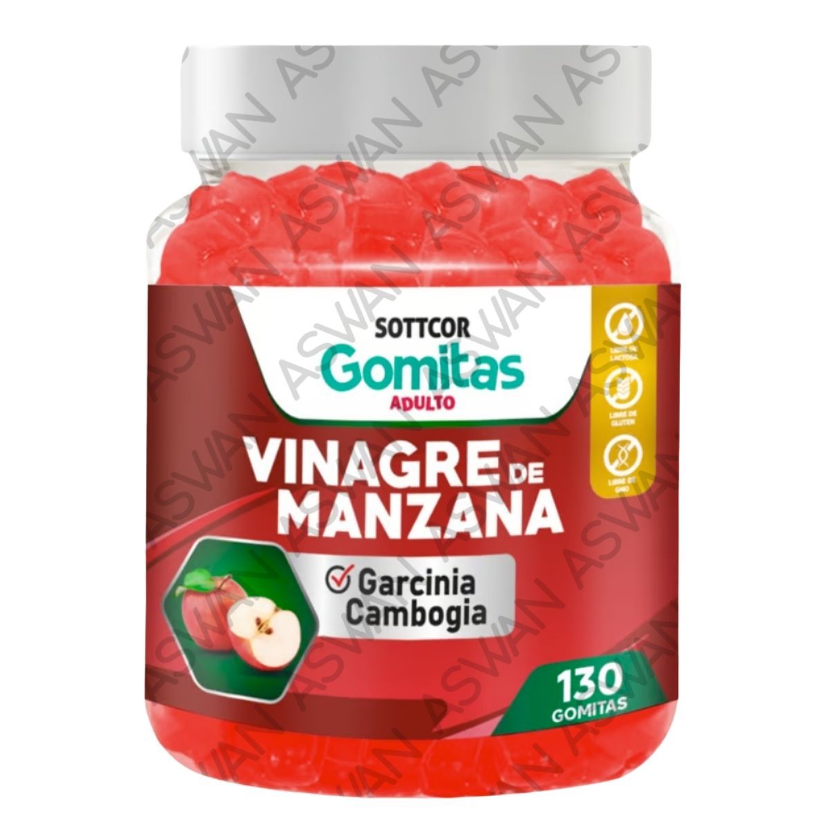 GENERICO - GOMITAS DE VINAGRE DE MANZANA PARA ADULTOS  130 UNIDADES SOTTCOR 100GR