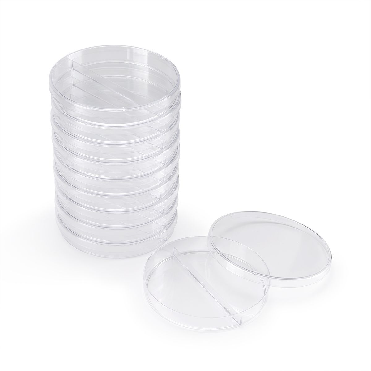 GENERICO - Placas Petri de Plástico de 90 X 15 MM 2 Divisiones BOLSA 10 UND