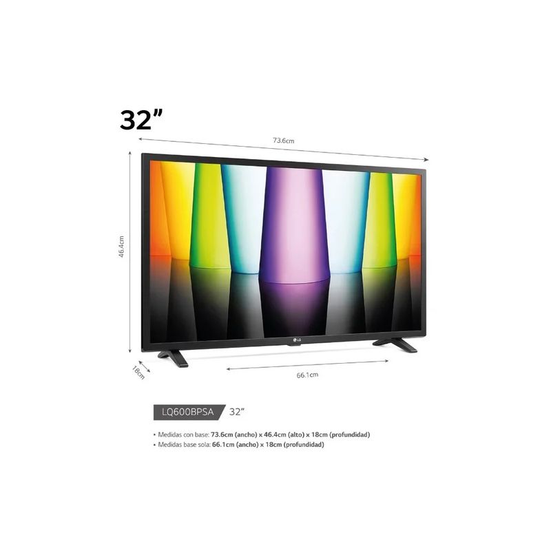 LG - Televisor LED LG 32 HD HDR 10 Smart TV 32LQ600BPSA webOS con Magic Remote
