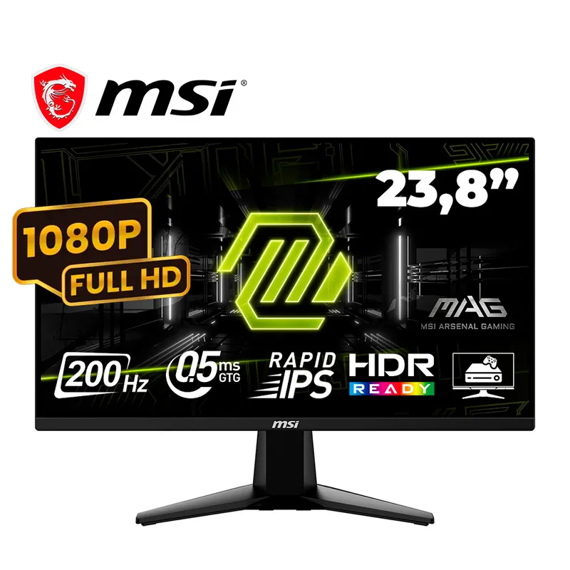 MSI - MONITOR MSI MAG 244F PLANO 23.8” FHD RAPID IPS  200Hz