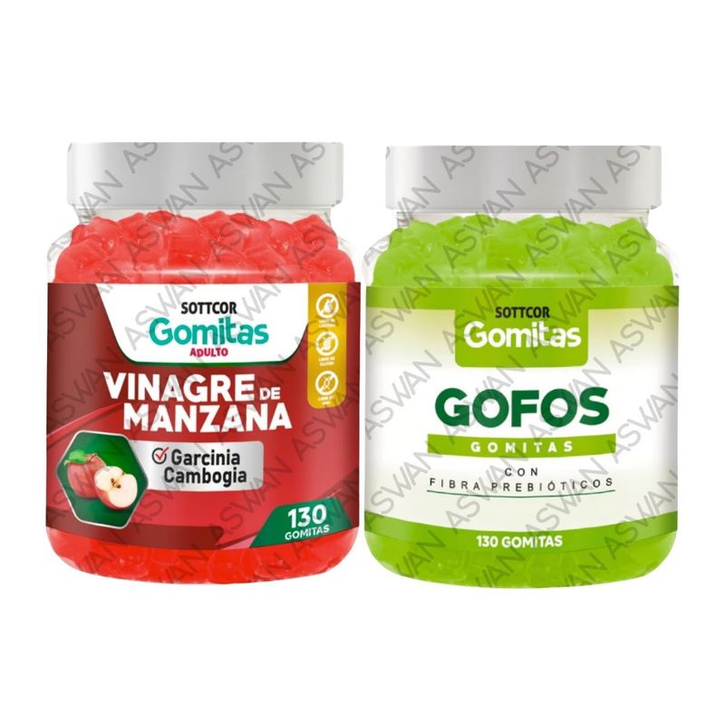 GENERICO - PACK ADULTO VINAGRE DE MANZANA & GOFOS 130 GOMITAS - SOTTCOR