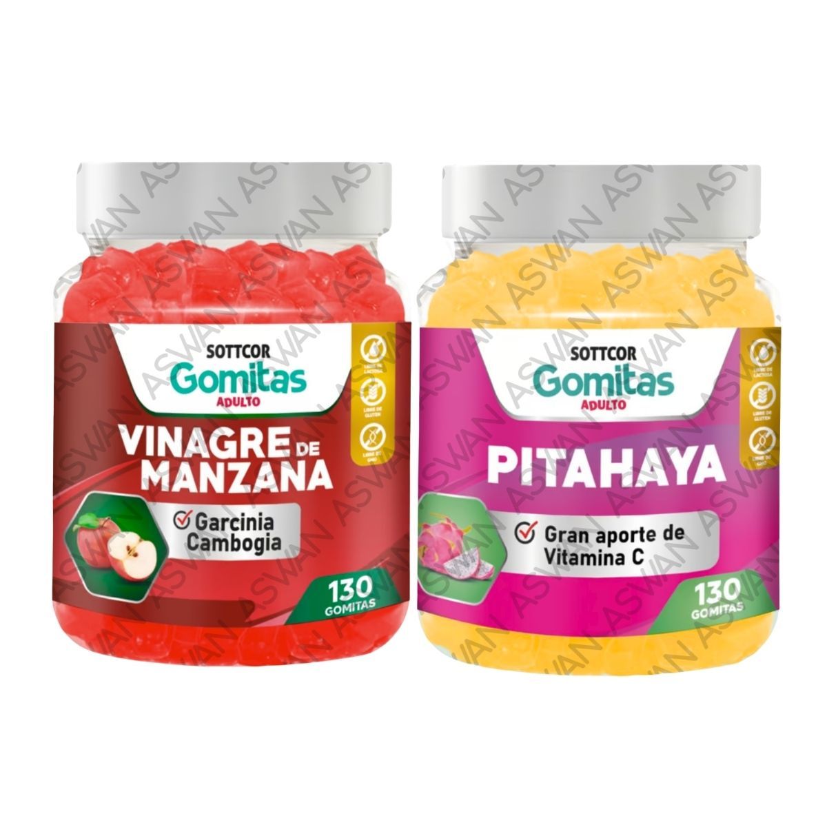 GENERICO - PACK ADULTO VINAGRE DE MANZANA & PITAHAYA 130 GOMITAS - SOTTCOR