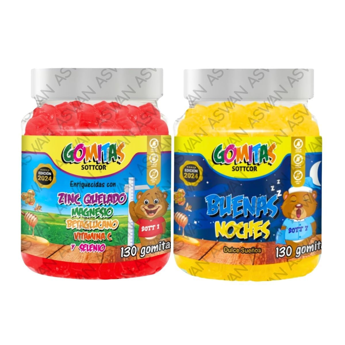GENERICO - PACK NIÑOS DE ZINC QUELADO & BUENAS NOCHES 130 GOMITAS - SOTTCOR