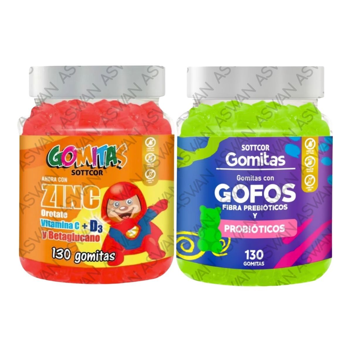 GENERICO - PACK NIÑOS DE ZINC OROTATE & GOFOS 130 GOMITAS - SOTTCOR