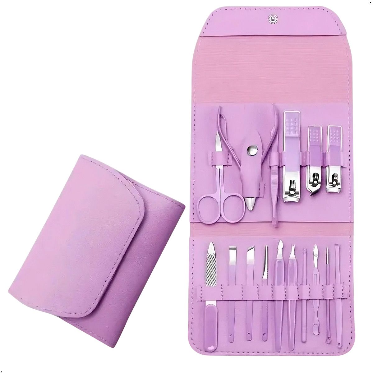 GENERICO - Set de Manicura y Pedicura 16 Piezas  en Acero Morado