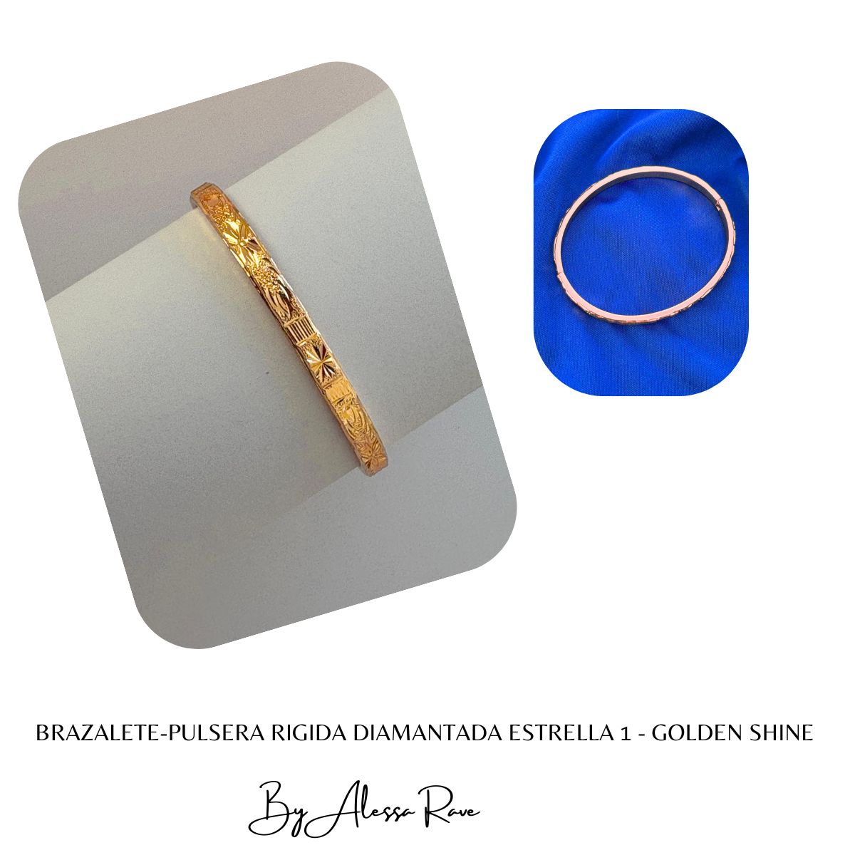 GENERICO - BRAZALETE-PULSERA RIGIDA DIAMANTADA  ESTRELLA 1 - GOLDEN SHINE