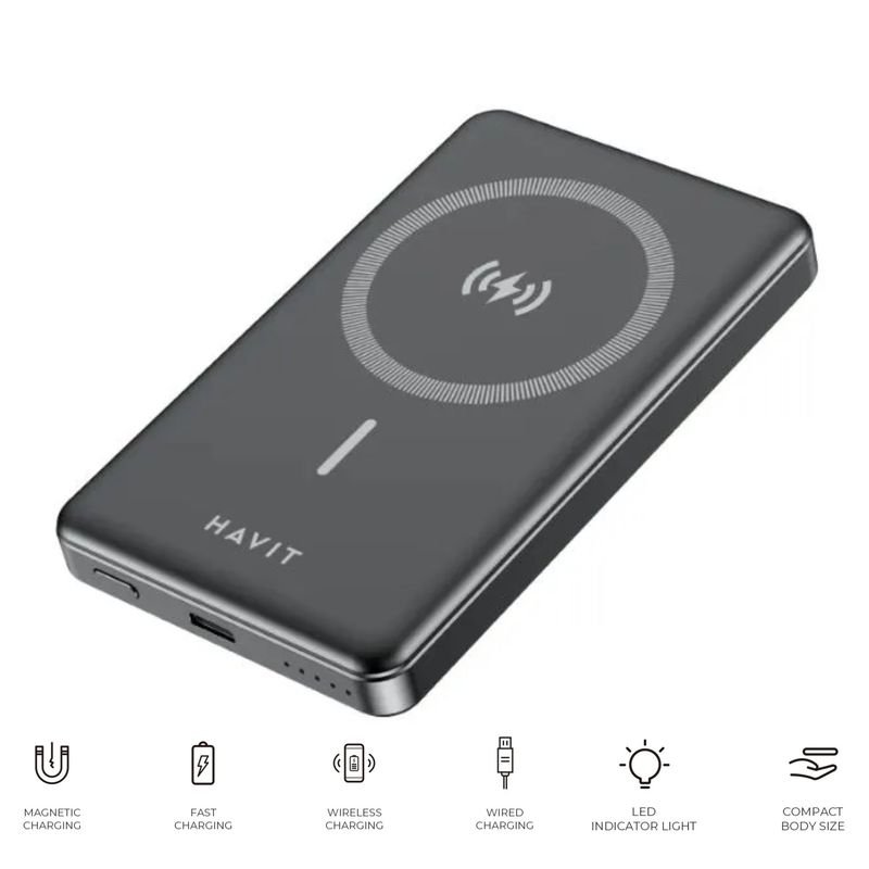 HAVIT - HAVIT CARGADOR PORTATIL PB5203 - POWER BANK 10000 MAH - 2 USB C - Inalambrico