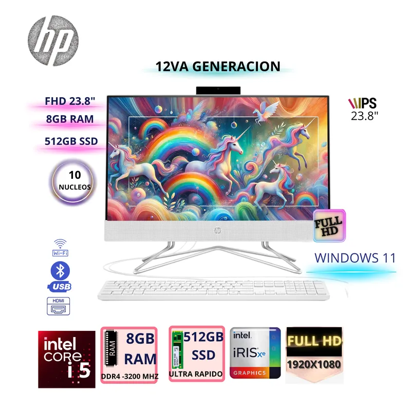 HP - All in one HP 23.8" Windows 11 Home Intel Core i5 8GB 512GB 24-CB1009LA