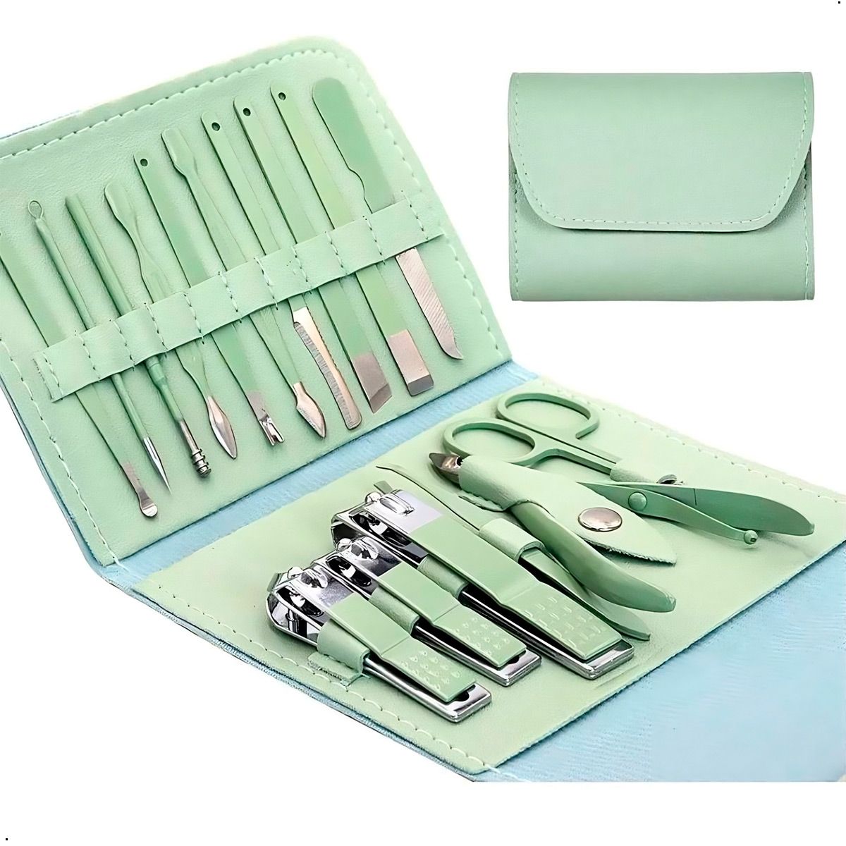 GENERICO - Set 16 Piezas  Manicura y Pedicura de Acero Inoxidable