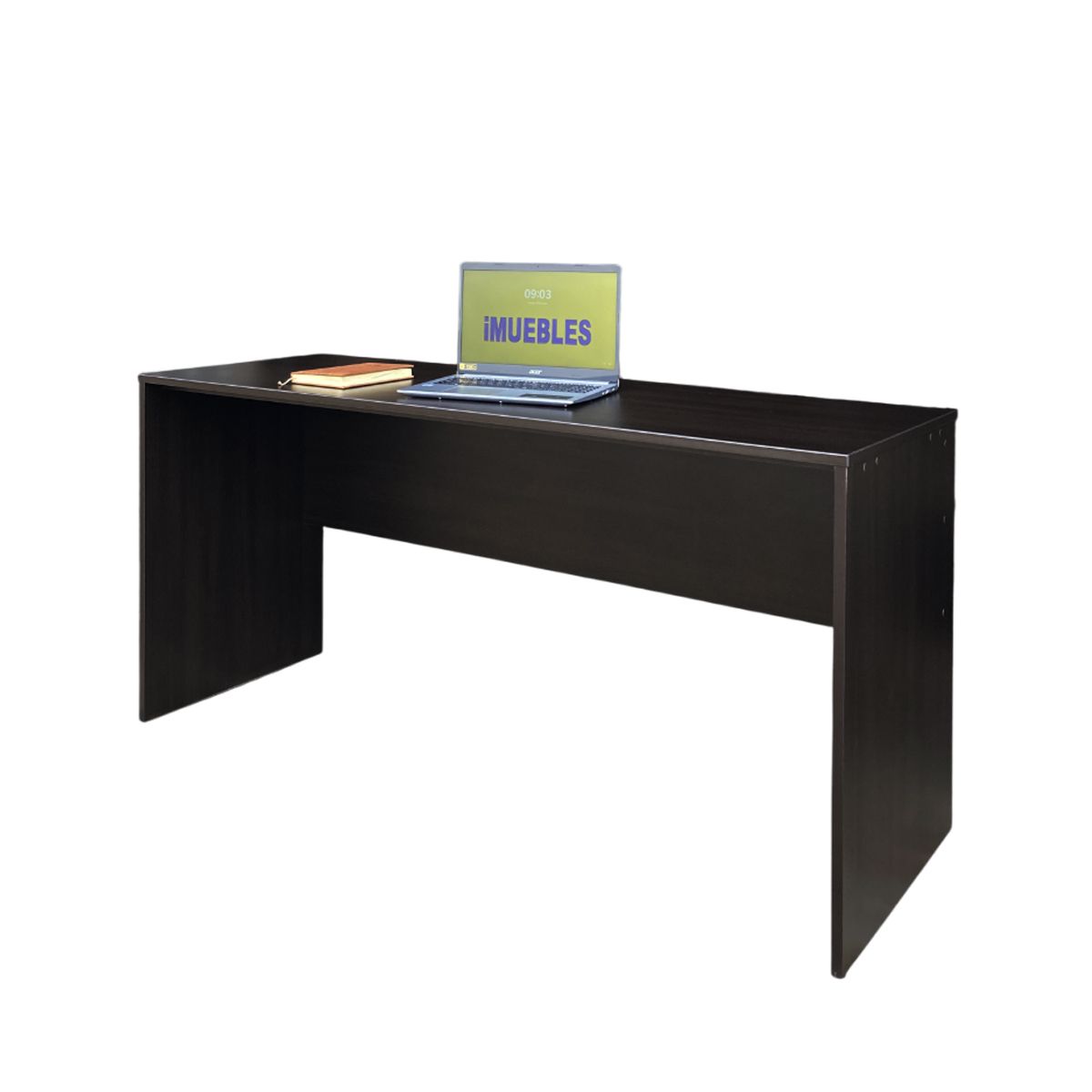 TEMEL - Escritorio de 160 cm para oficina o estudio color Wengue