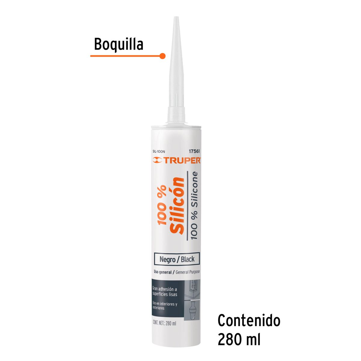 TRUPER - Silicona al 100% negra de 280 ml Truper - 17561