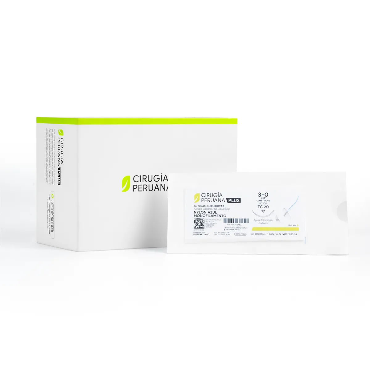 GENERICO - Hilo de Sutura Nylon 3.0 de 50 CM con Aguja 3/8 Circulo Cortante