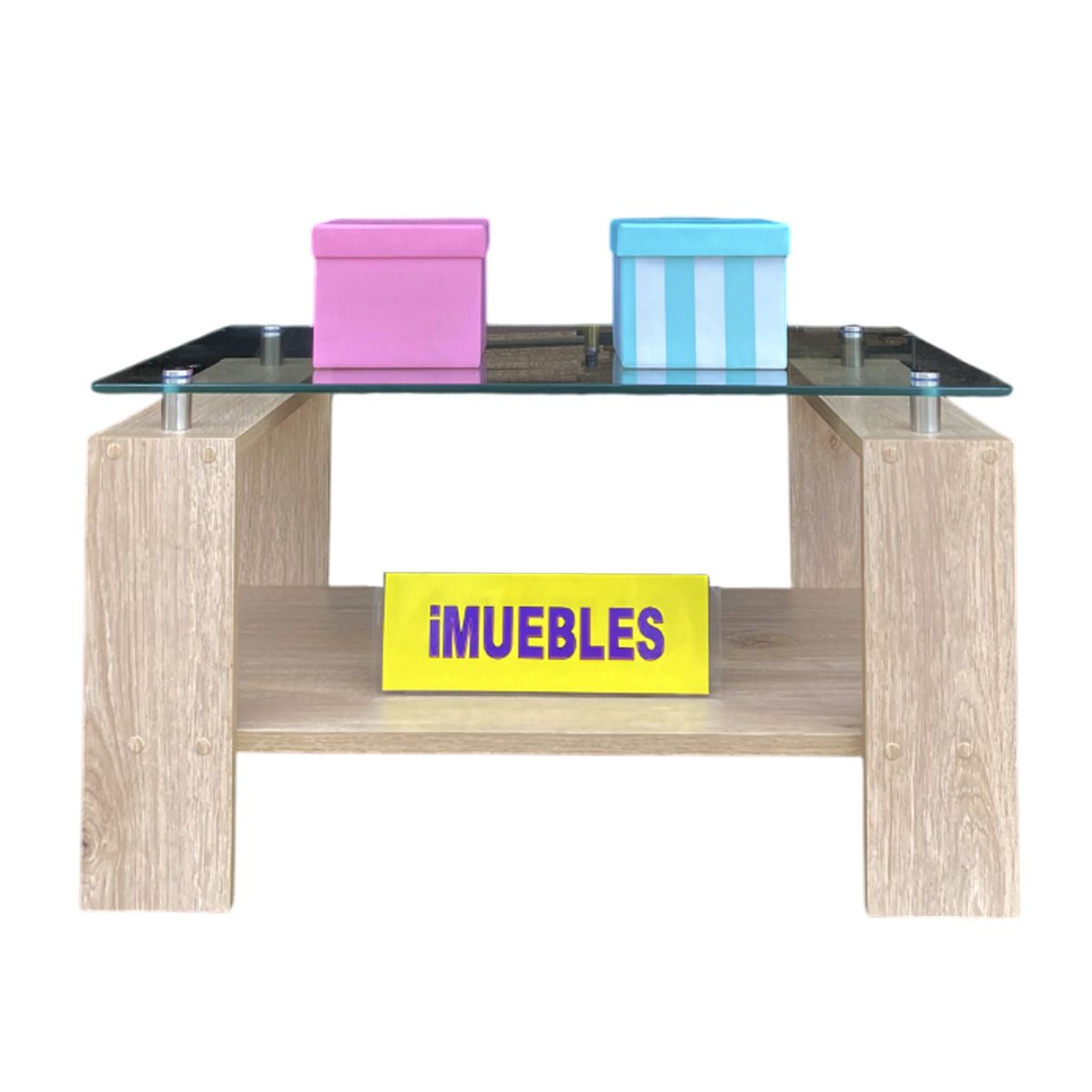 TEMEL - Mesa de Centro con Vidrio Color Damasco Modelo MISS - iMUEBLES