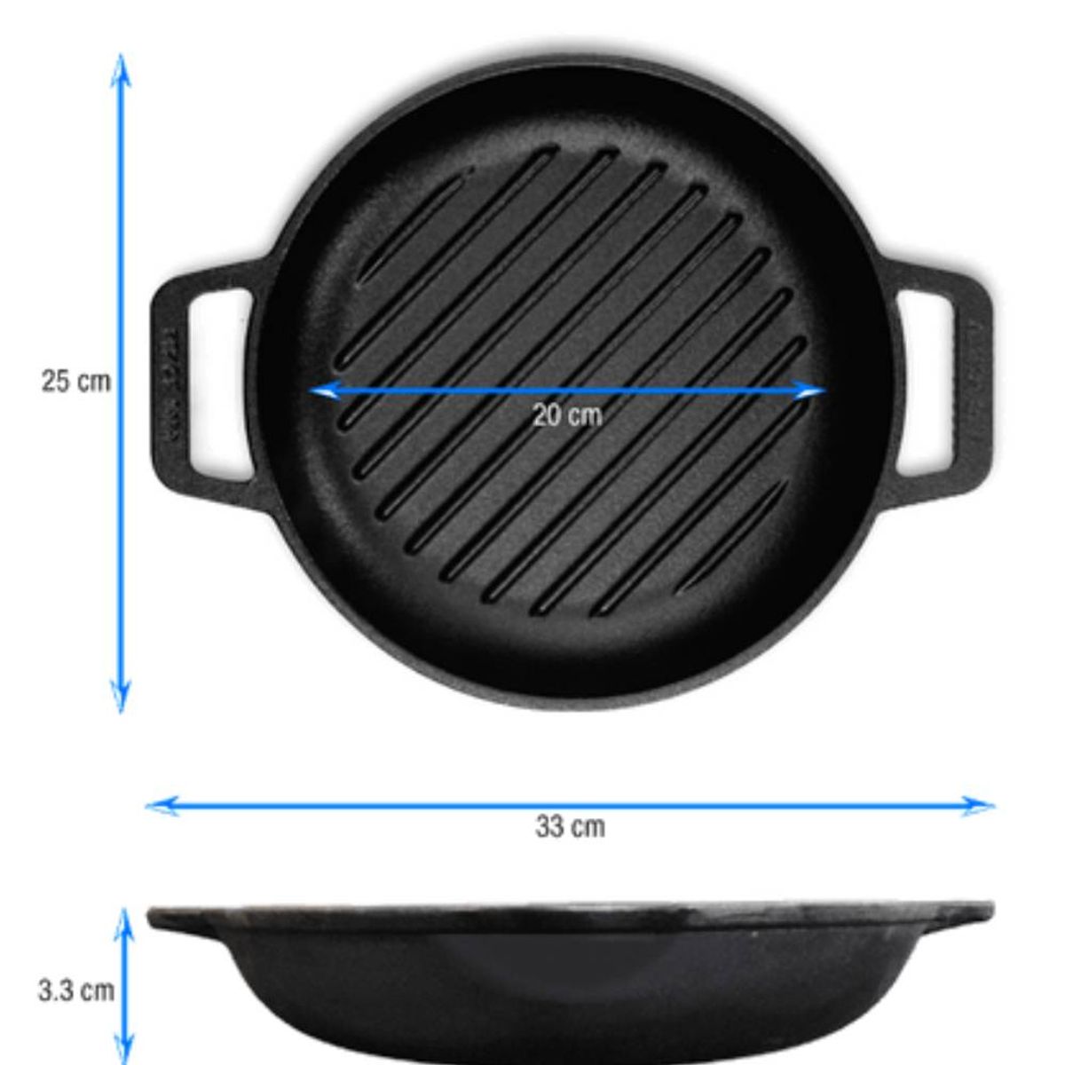 VICTORIA - Sarten Hierro Fundido RedPrecurado Doble Asa Grill 1025 Cm - Victoria