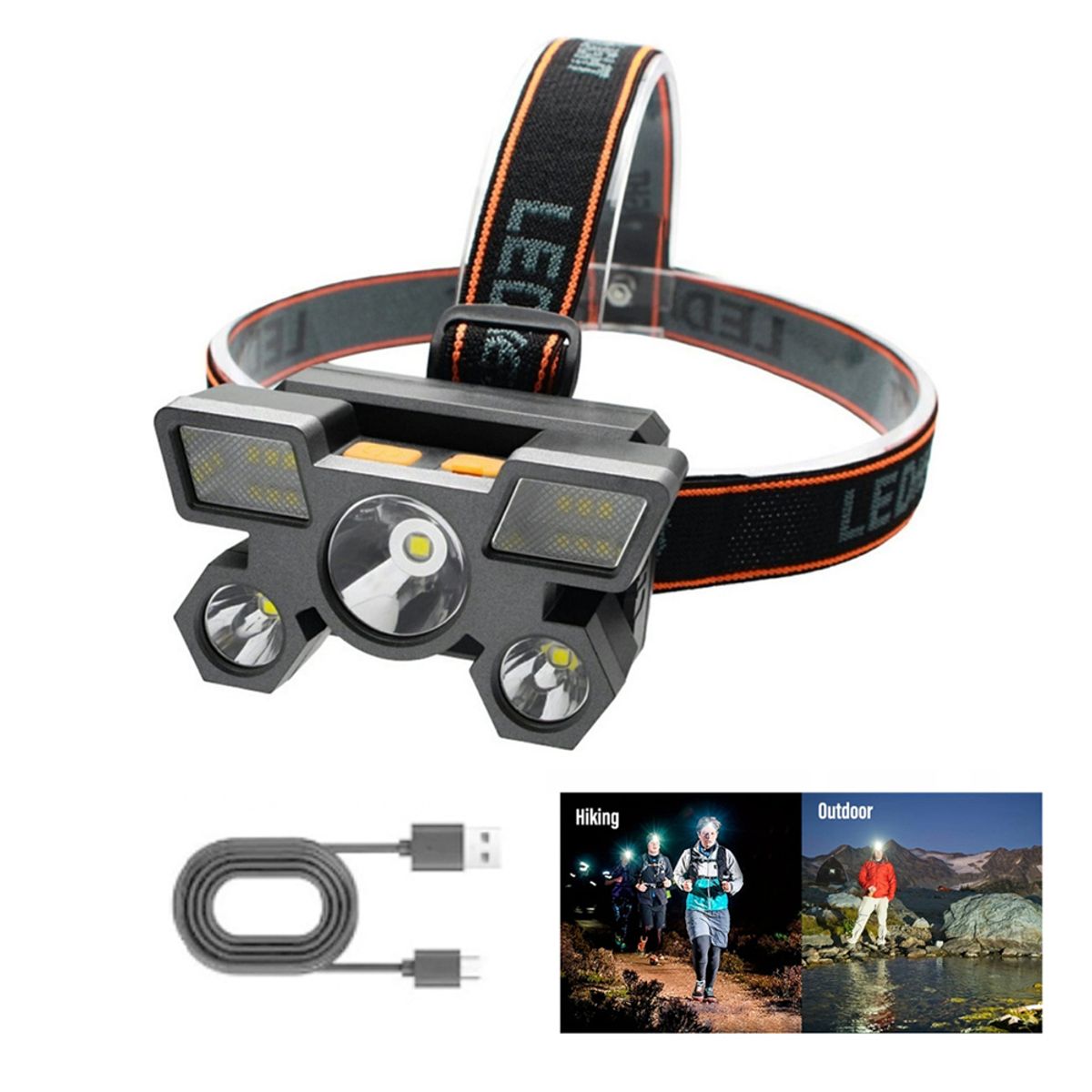 GENERICO - Linterna Led Minera Recargable para Casco y Cabeza 350 Lúmenes IPX4