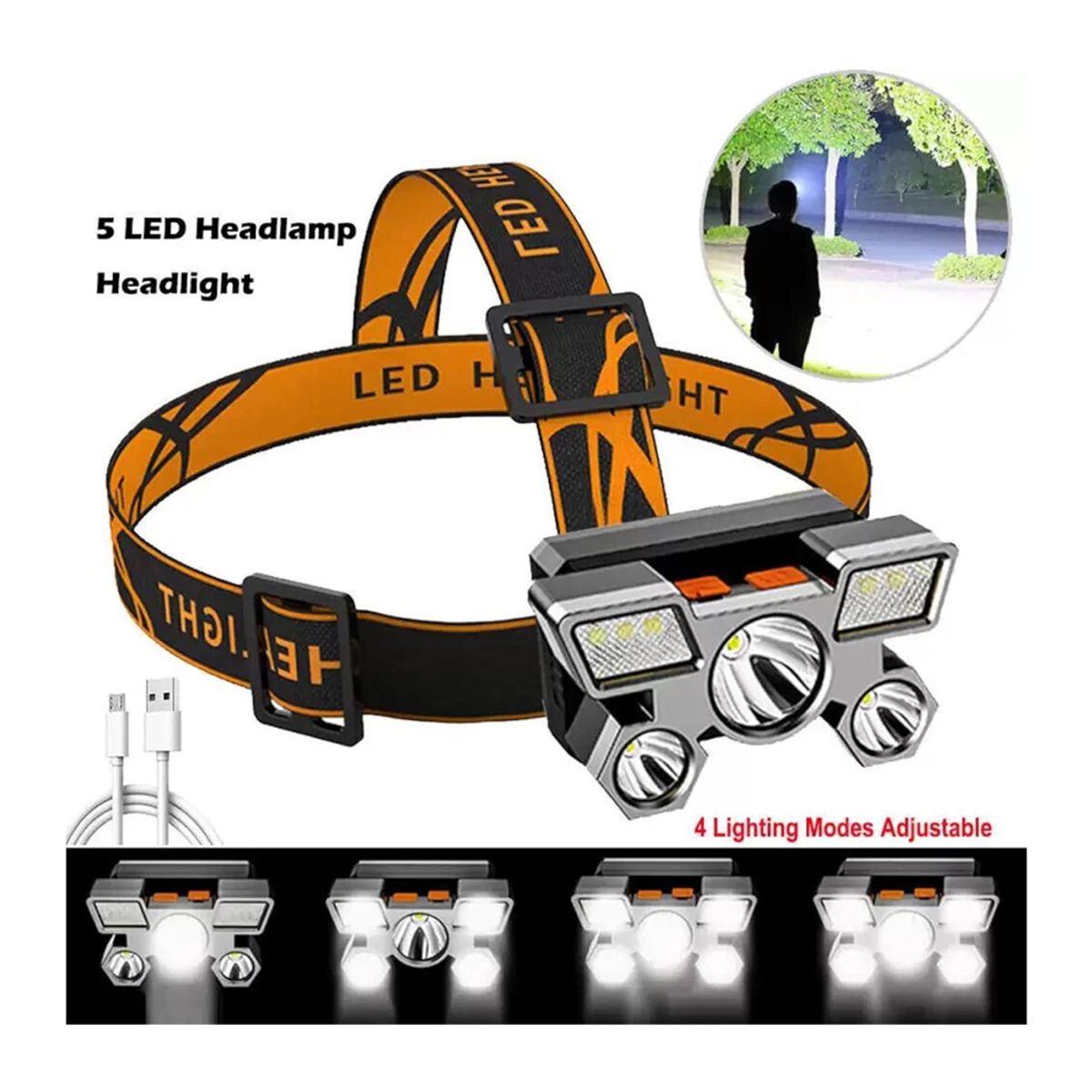 OEM - Linterna de Cabeza Minera Frontal Recargable para Camping XY501