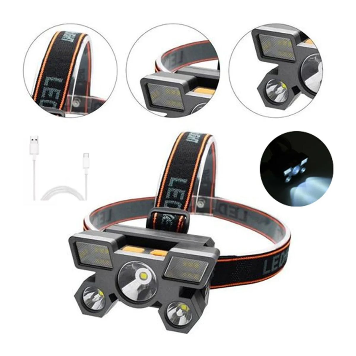 OEM - Linterna de Cabeza Minera Frontal Recargable para Camping XY501