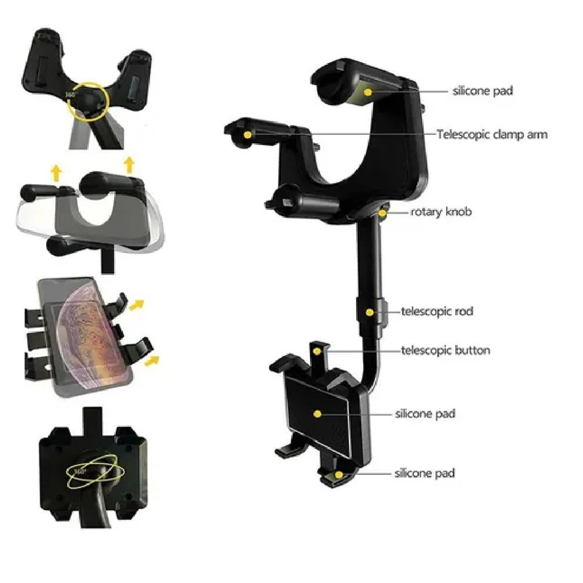 GENERICO - Soporte De Cel Para Autos  Holder Para Espejo Retrovisor