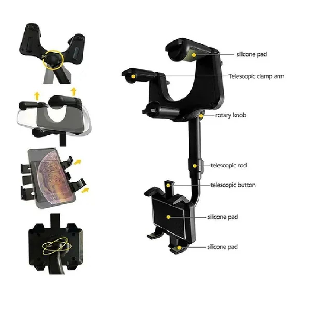 GENERICO - Soporte De Cel Para Autos  Holder Para Espejo Retrovisor