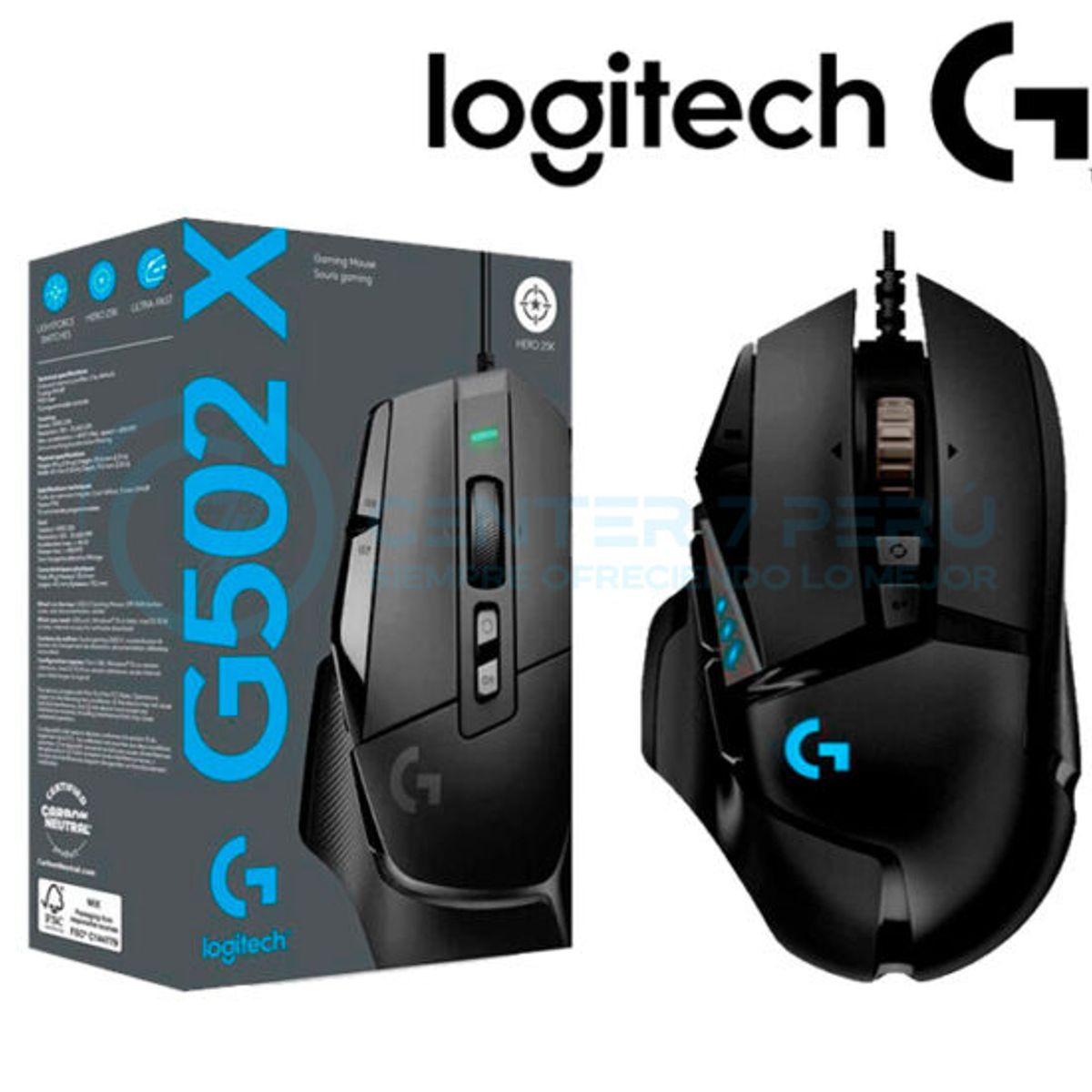 LOGITECH - MOUSE LOGITECH G502 X HERO USB 25K DPI LIGHTFORCE BLACK