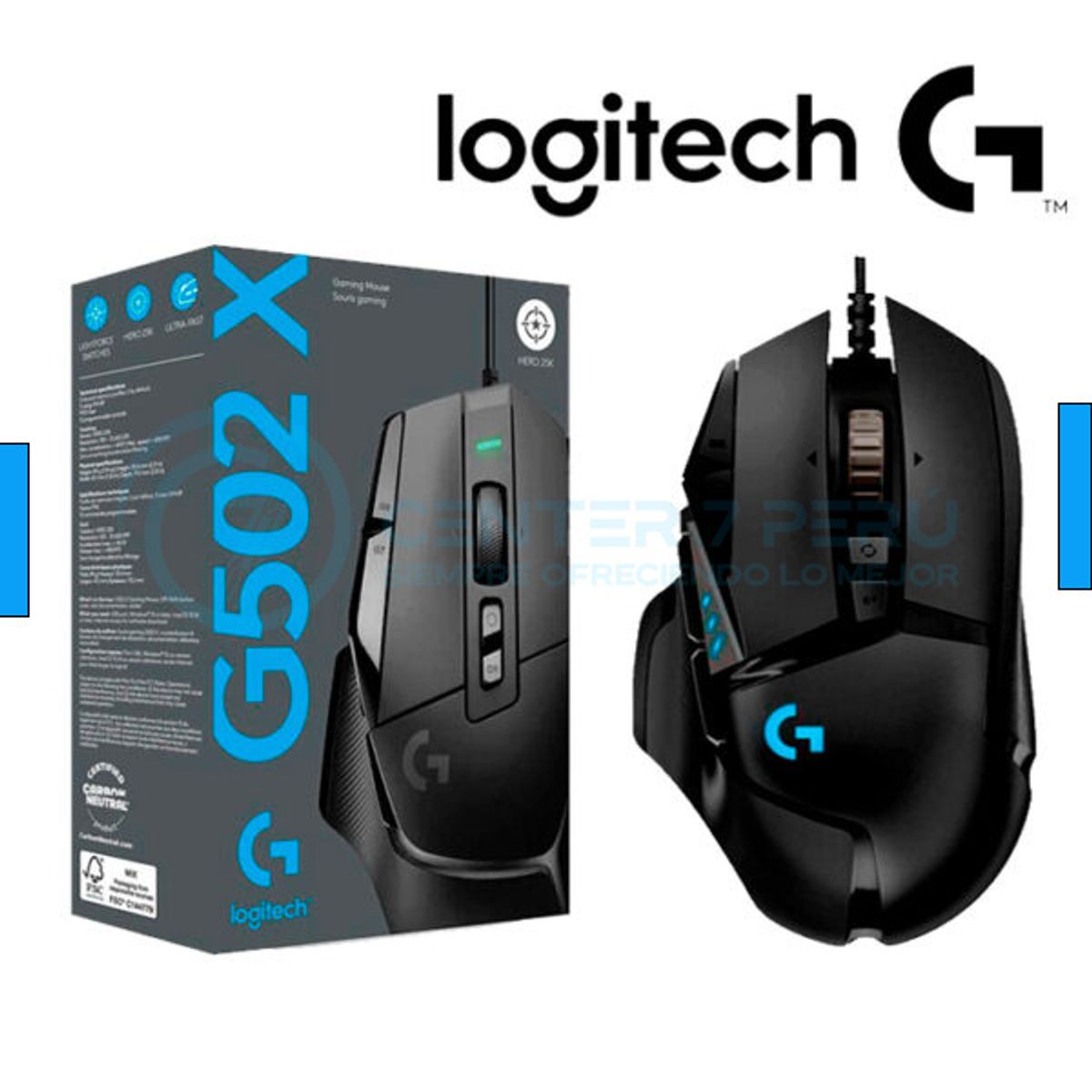 LOGITECH - MOUSE LOGITECH G502 X HERO USB 25K DPI LIGHTFORCE BLACK