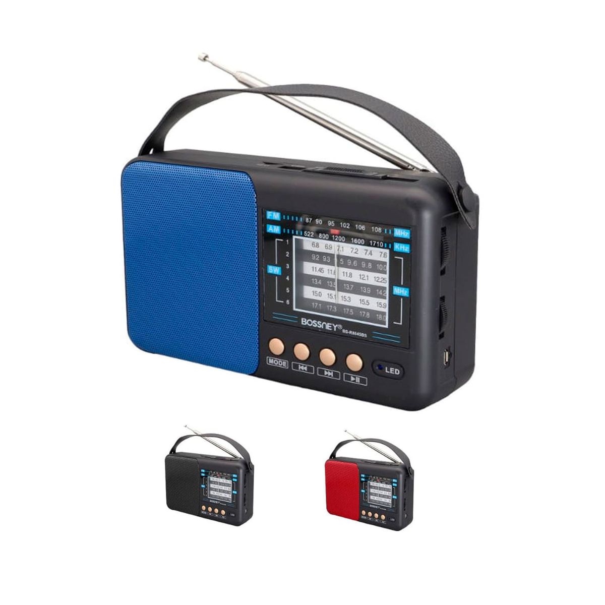 GENERICO - Radio Portátil Bossney BS-R8045BS Panel Solar Bluetooth Recargable