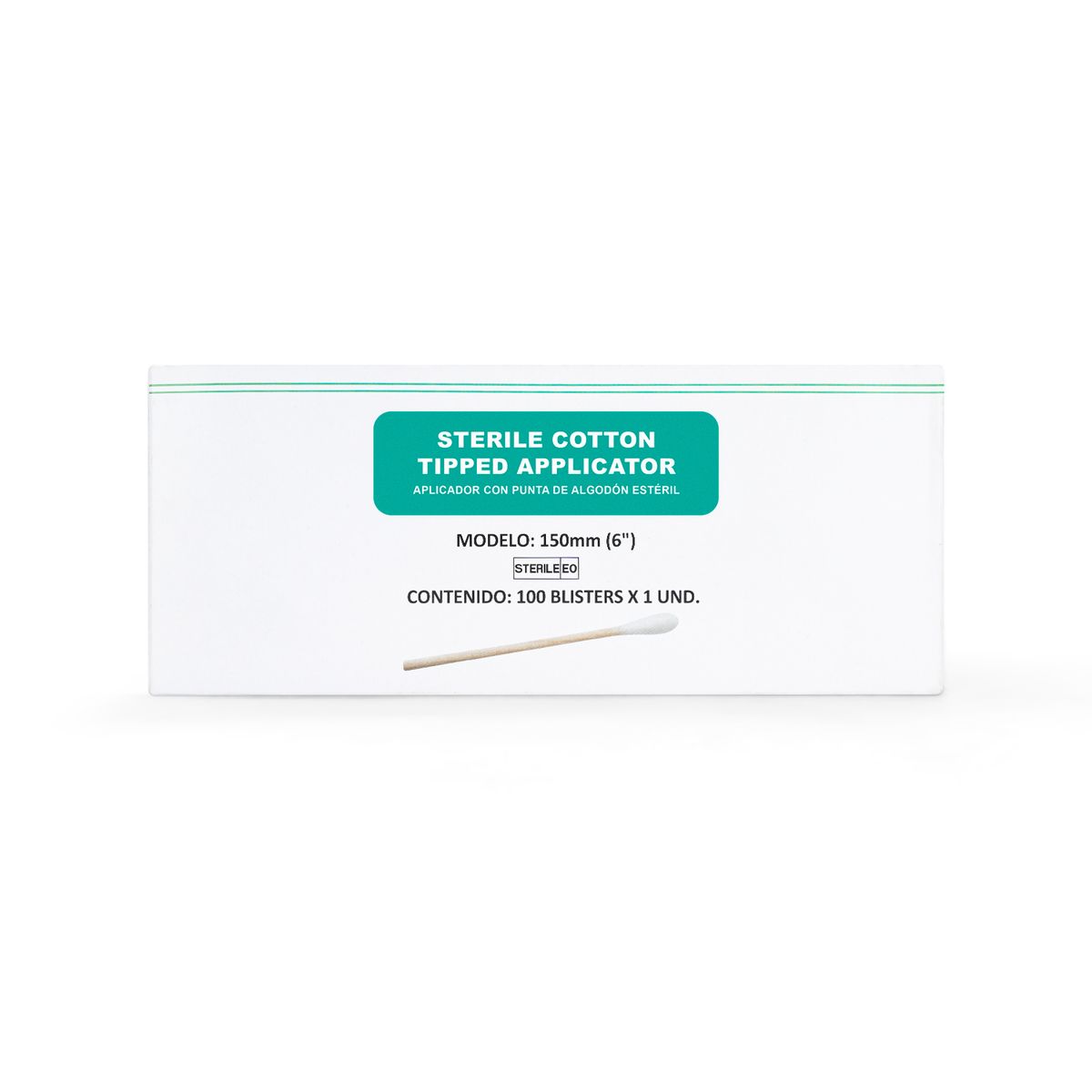 GENERICO - Hisopo de Madera Estéril de 6" CAJA 100 UND