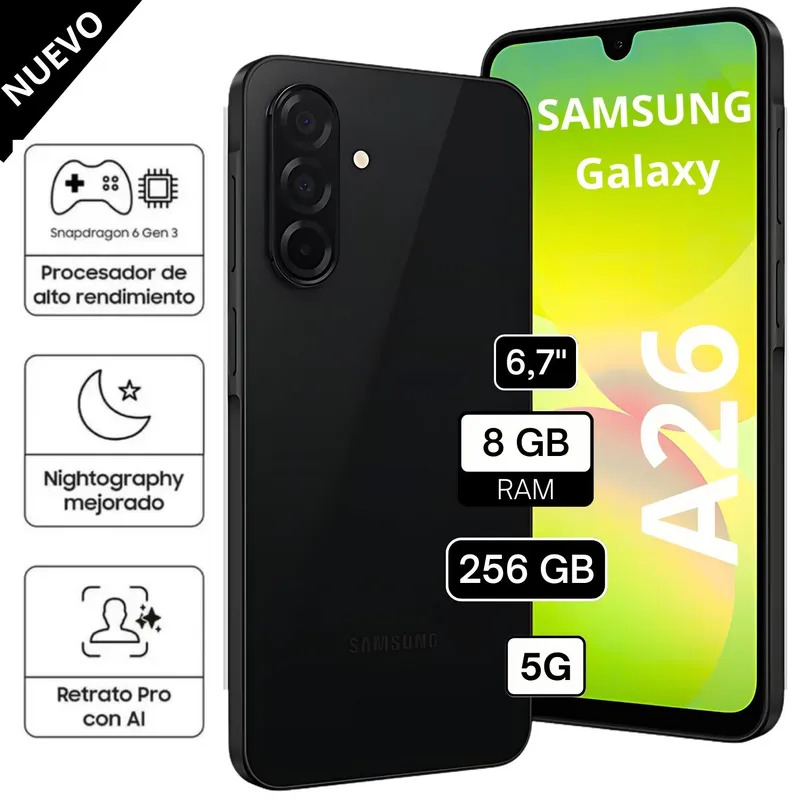 SAMSUNG - Celular Libre Samsung Galaxy A26 5G 6.7 Pulg 256GB 8GB RAM Black