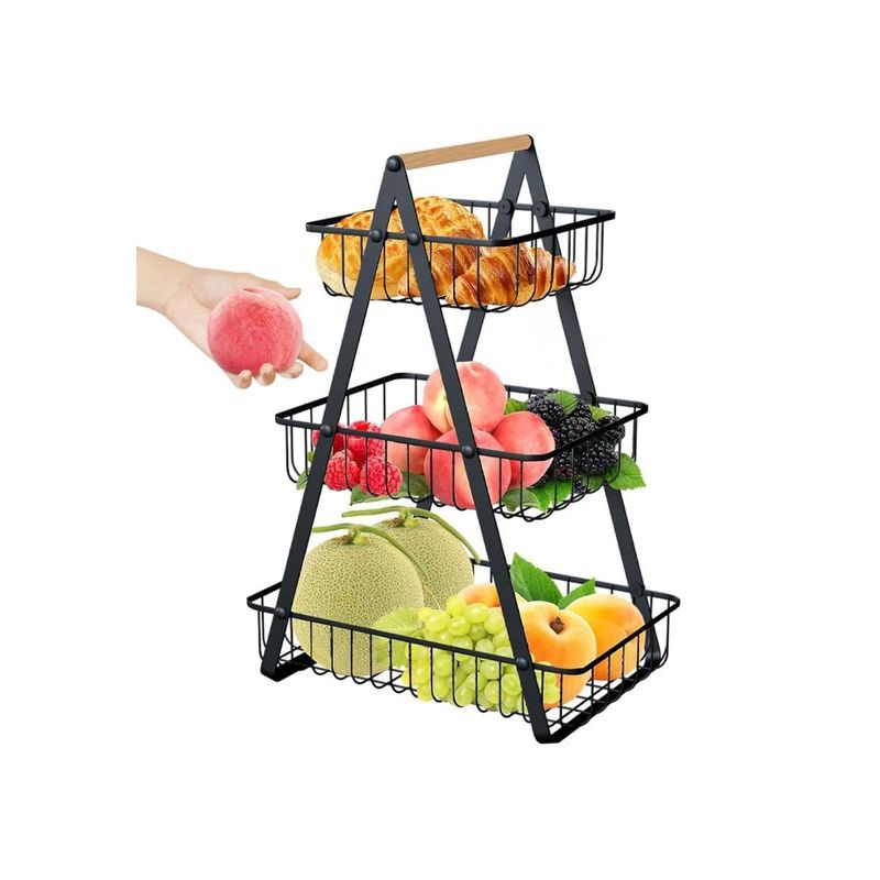 GENERICO - Pack6 Cesta Portatil para Frutas y Verduras de 3 Niveles