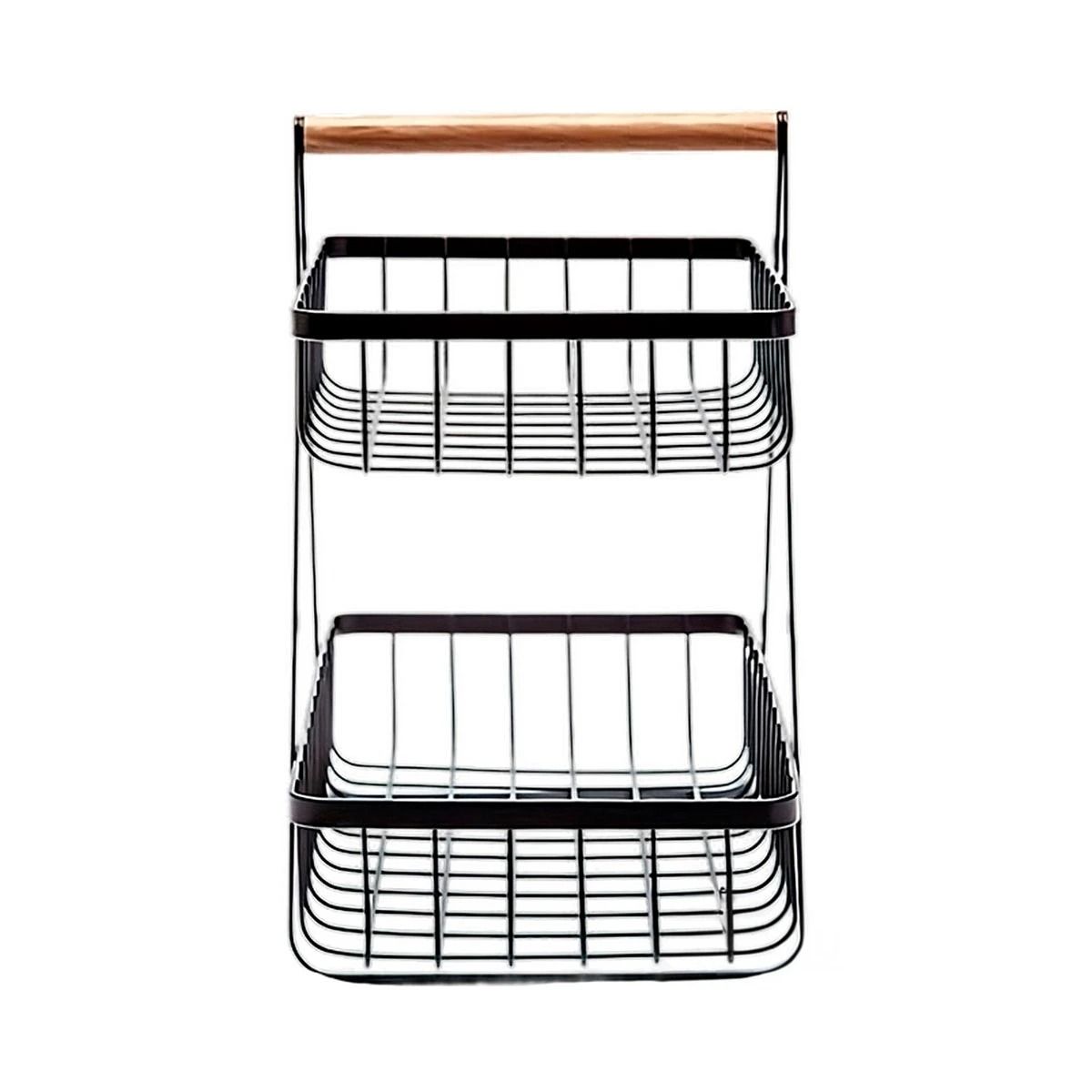 GENERICO - Frutero Triangular Desmontable en Negro de 2 Niveles