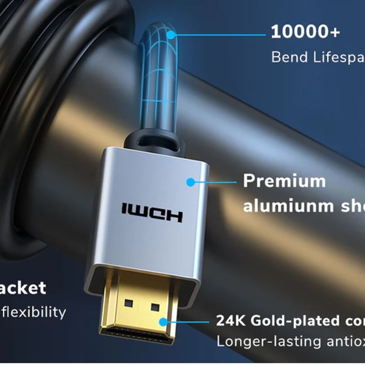 GENERICO - Cable HDMI 2.0 chapado en oro 4K 60Hz 1MT para TV PS4