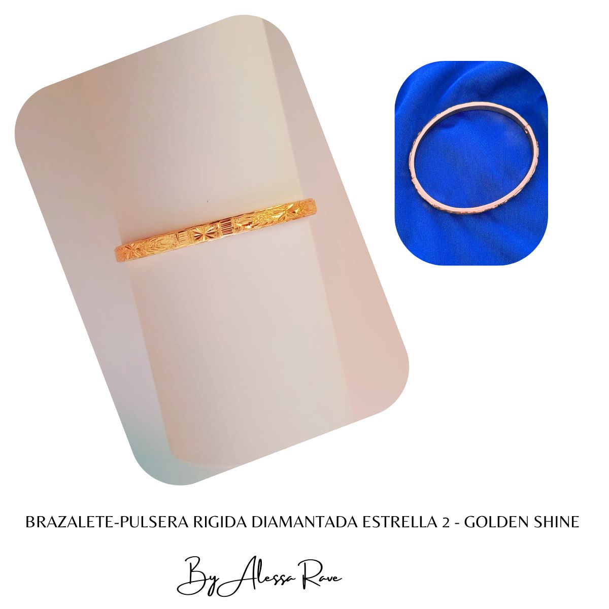 GENERICO - BRAZALETE-PULSERA RIGIDA DIAMANTADA  ESTRELLA 2 - GOLDEN SHINE