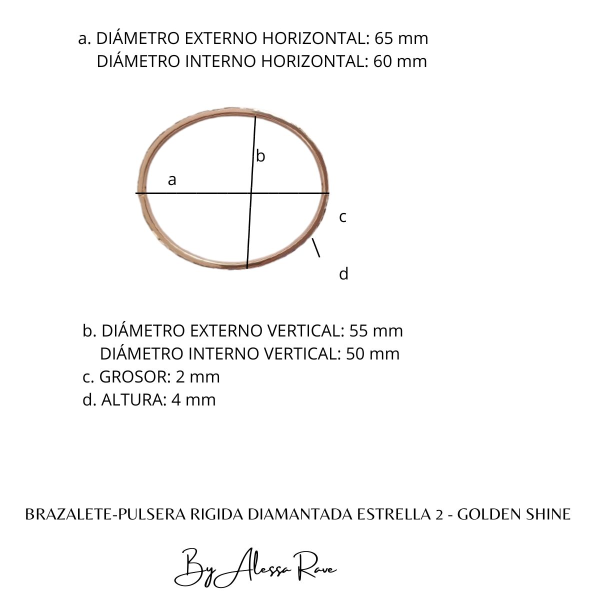 GENERICO - BRAZALETE-PULSERA RIGIDA DIAMANTADA  ESTRELLA 2 - GOLDEN SHINE