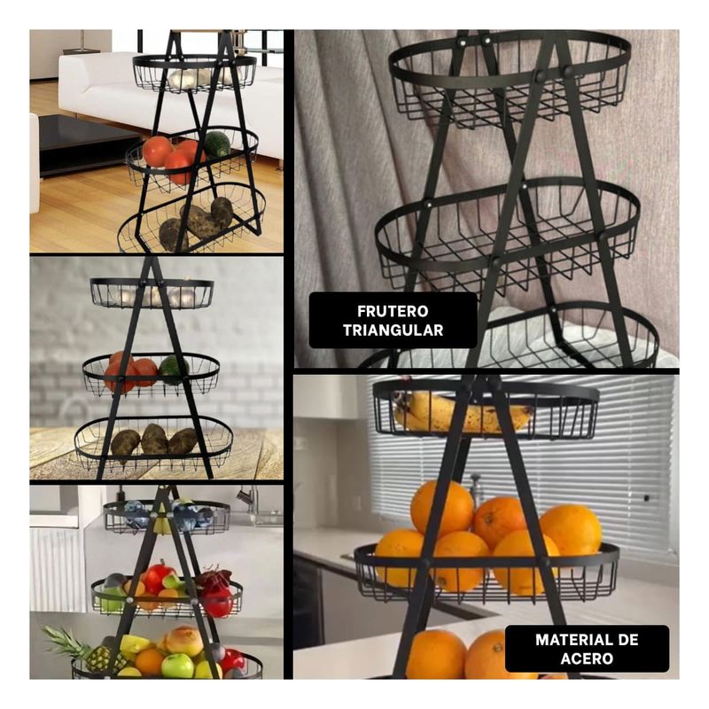 GENERICO - Pack4 Frutero en Forma Triangular en Negro Y+Regalo Agendita