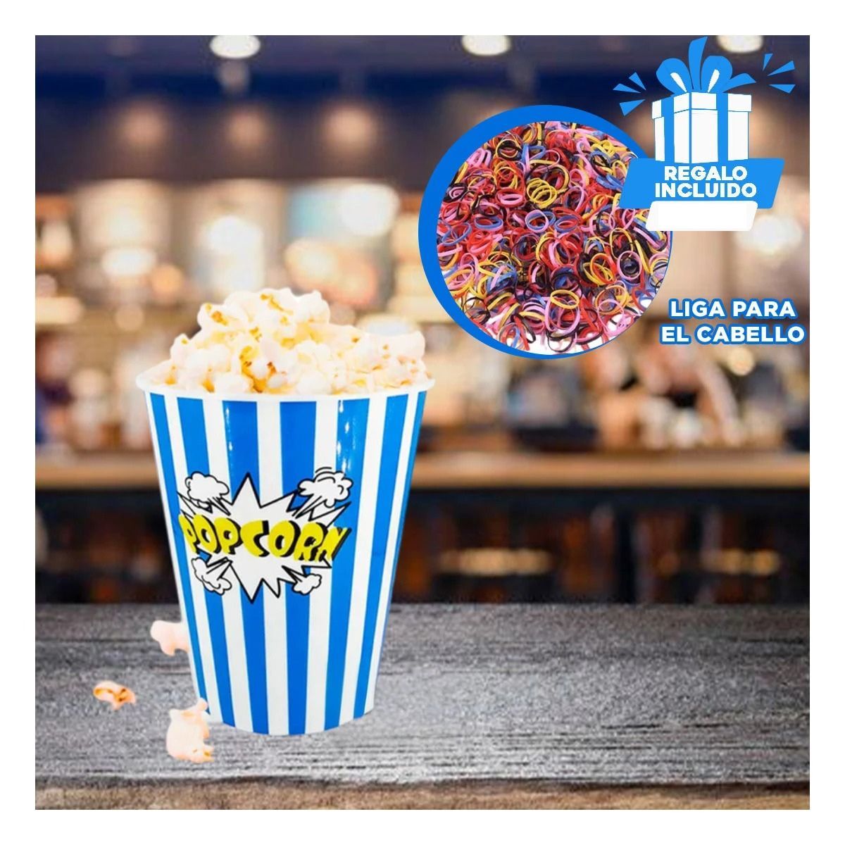 GENERICO - Tazon de Canchita para Cine Azul Y+Ligas de Regalo