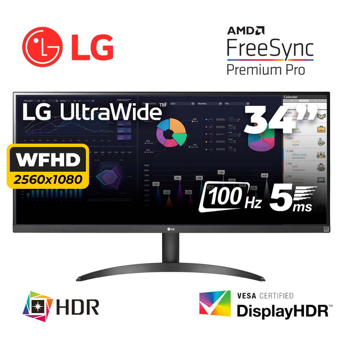 LG - MONITOR  34WQ500-B LG 34" ULTRAWIDE FHD IPS  100HZ HDMI