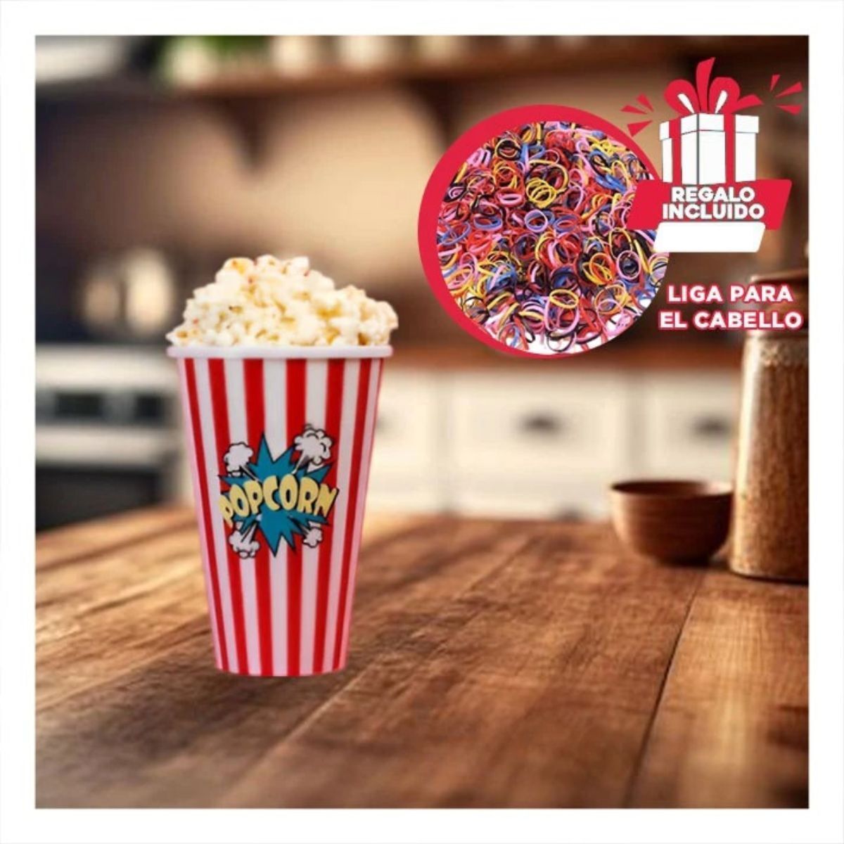 GENERICO - Tazon para Canchita de Cine Delgado Rojo Y+Ligas de Regalo