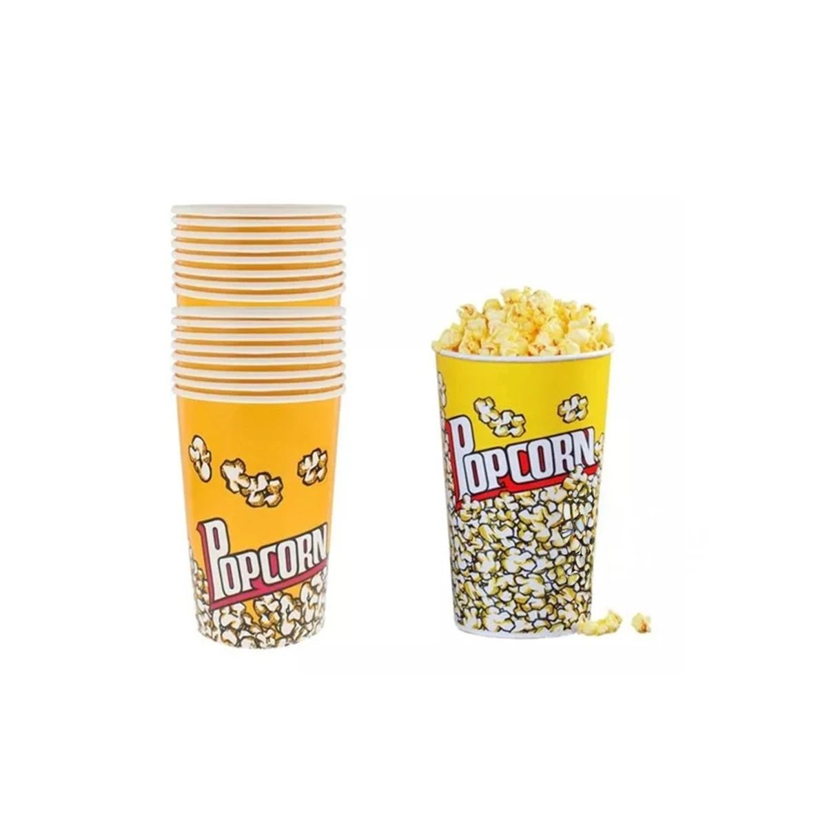 GENERICO - Pack4 Cubeta Palomitas Delgado Amarillo Y+Ligas de Regalo