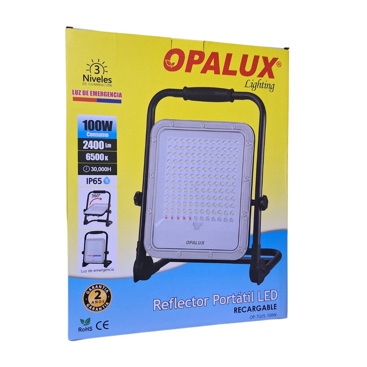 OPALUX - Reflector Portatil 100W Recargable Op-Tg05-100W