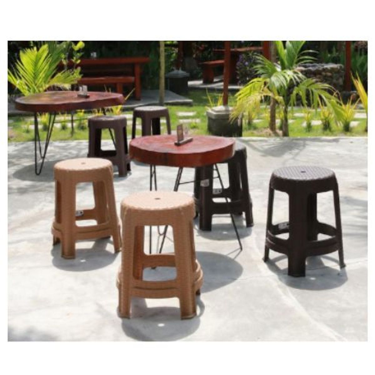 GENERICO - Banco David Rattan x4 unidades Color Marron Premiun