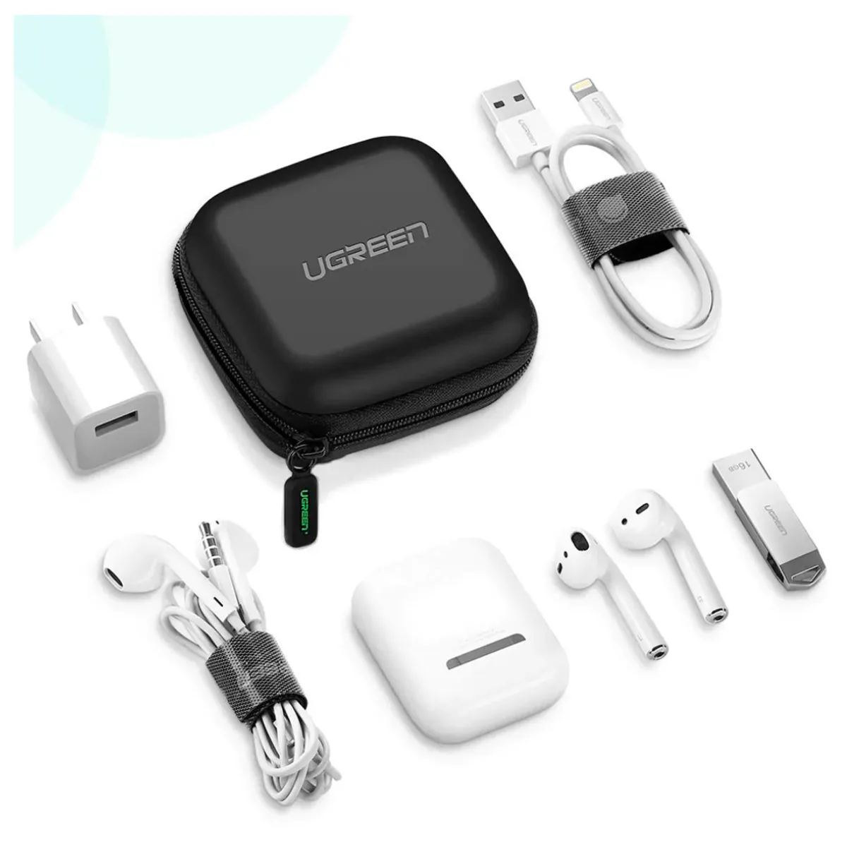 UGREEN - Estuche UGREEN Diseño Premium para Audífonos Cargadores y Cables