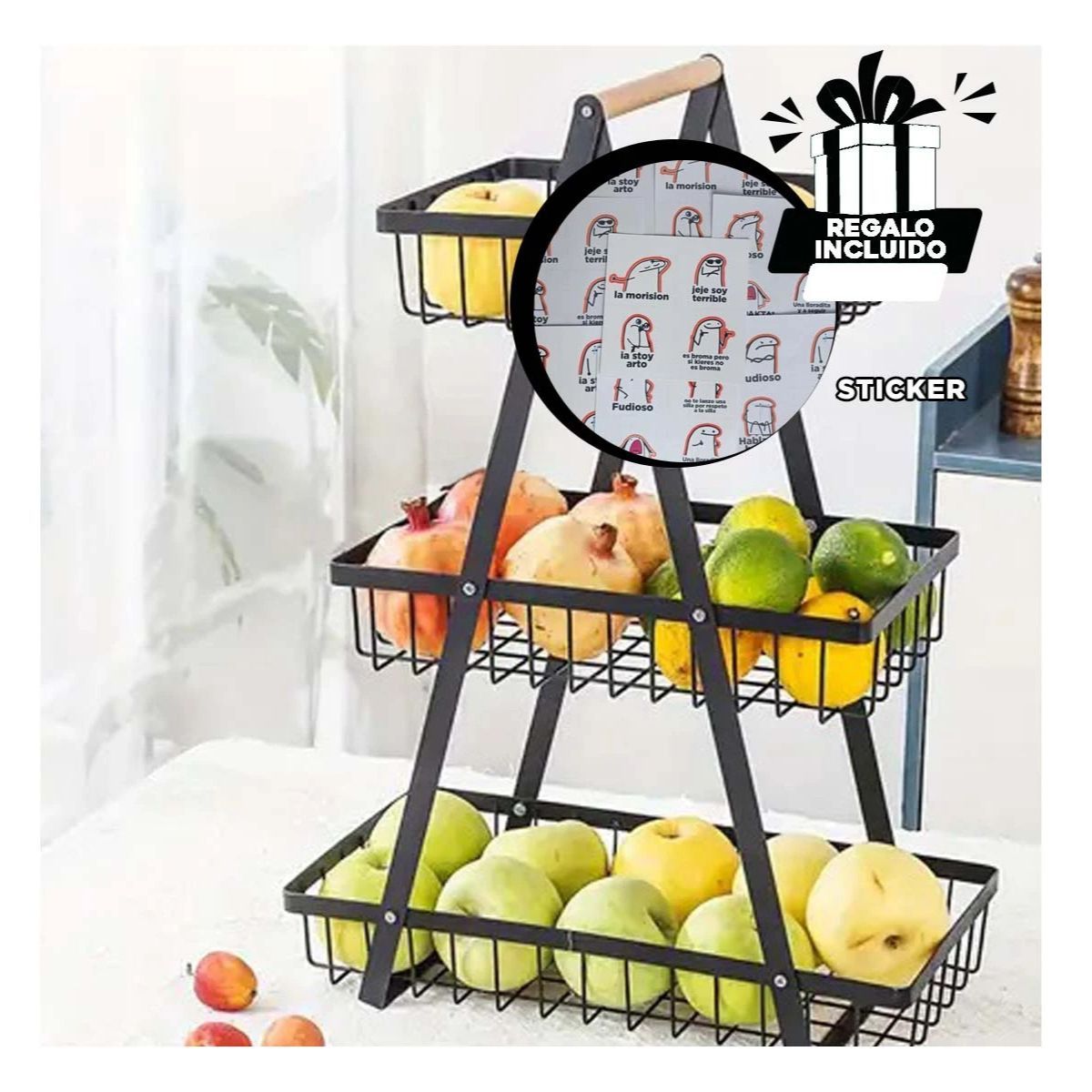 GENERICO - Frutero Resistente de 3 Niveles Y+Regalo Stickers