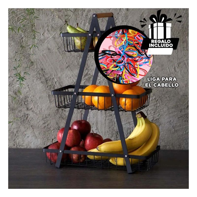 GENERICO - Pack4 Frutero Resistente de 3 Niveles Y+Ligas de Regalo