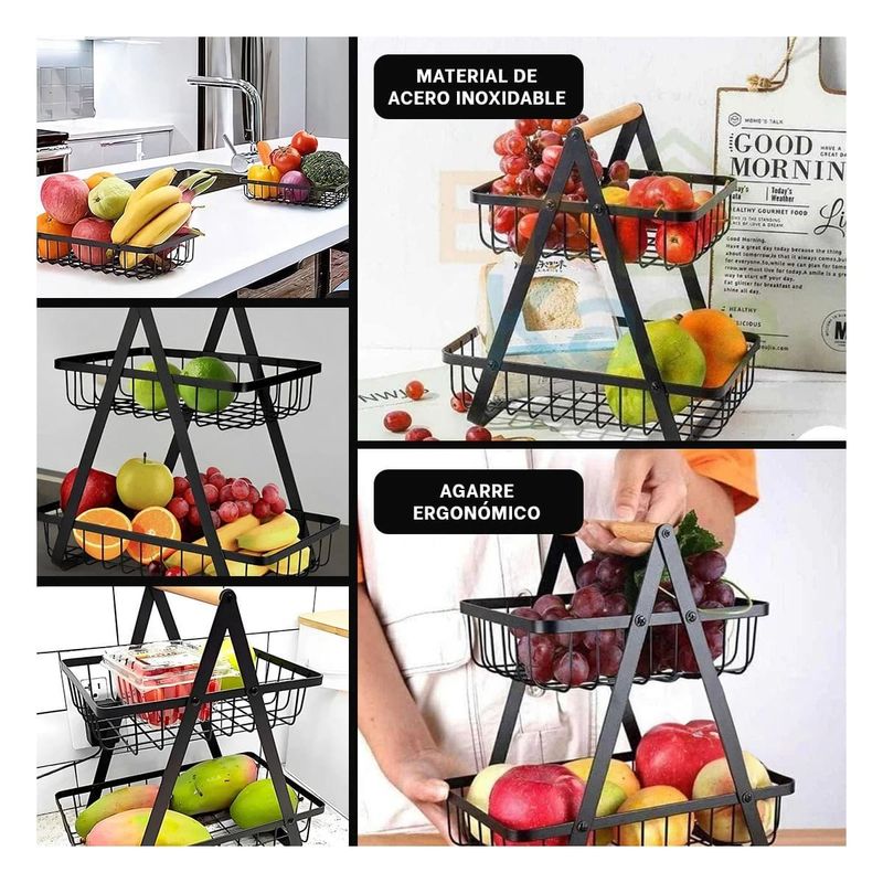 GENERICO - Pack4 Frutero Practico de Acero 2 Niveles Y+Regalo Stickers