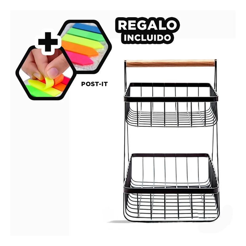 GENERICO - Pack6 Frutero Desmontable 2 Niveles Y+Banderitas Adhesivas