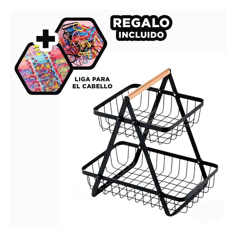 GENERICO - Pack6 Frutero Practico de Acero 2 Niveles Y+Ligas de Regalo