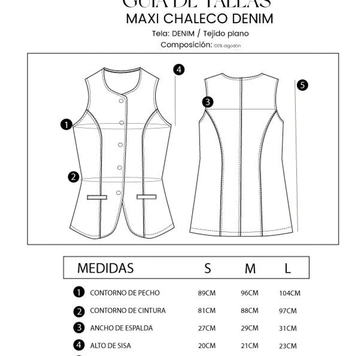 BANATY - MAXI CHALECO DENIM MANGA CERO DE MUJER