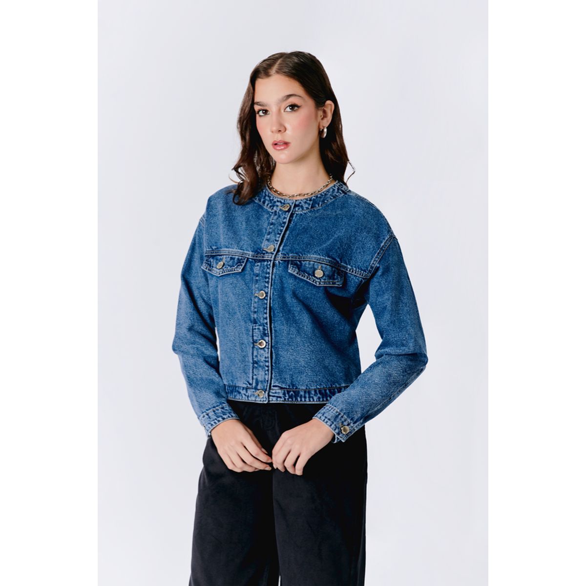 BANATY - CASACA DENIM CASUAL CORTO PARA MUJER