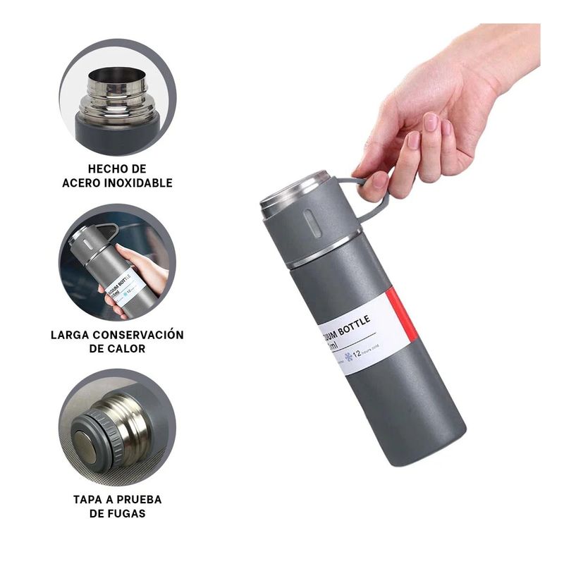 GENERICO - Pack2 Bebedor Termico para Cafe Plomo Y+Ligas de Regalo